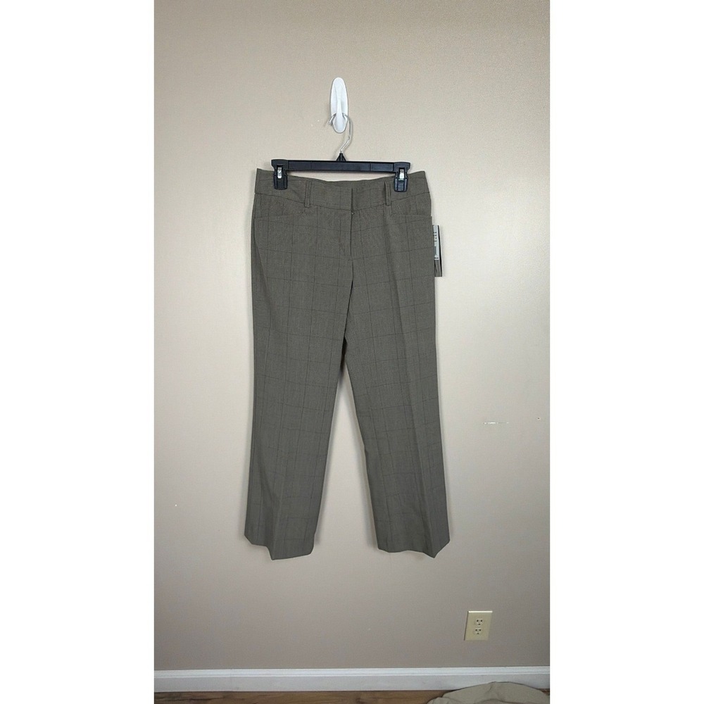 Briggs New York 6P Womens Brown Windowpane Plaid Straight Leg Dress Pants NWT